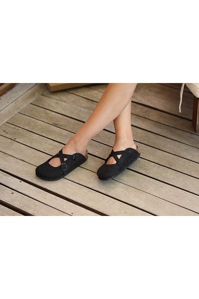 ART'iz Hattushaş Genuine Leather Black Indoor Slippers