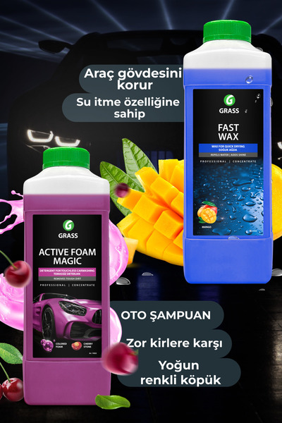 GRASS Köpük Fırçasız Oto Yıkama Active Foam Magic 1L & Hızlı Cila Boya Koruma...