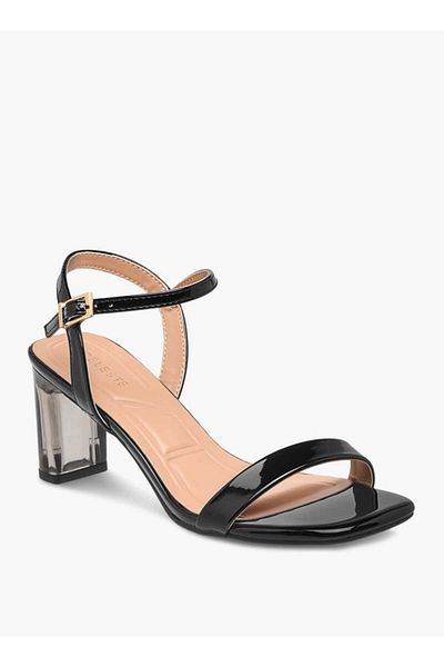 Celeste Women's Solid Sandals with Block Heels and Buckle Closure