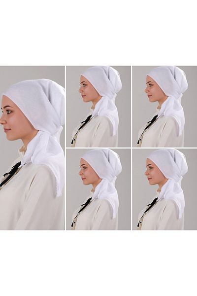 Melodi Scarf Λευκό Γυναικείο Εσωτερικό Χιτζάμπ 5 τεμαχίων - 100% Βαμβάκι