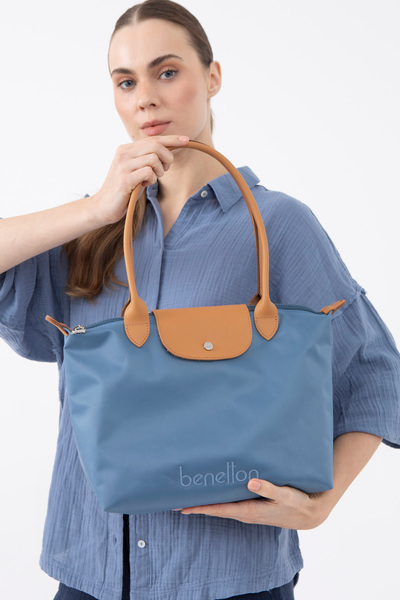 United Colors of Benetton BENETTON FEMEI GEANTĂ DE MÂNĂ ALBASTRU-CAMEL BNT1357