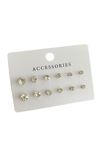 MODA KADIN 12'Lİ ZİRKON TAŞLI KÜPE SETİ