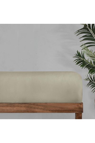 Sarev Monochrome Satin Flat Sheet - 100% Cotton, Double, Natural Beige