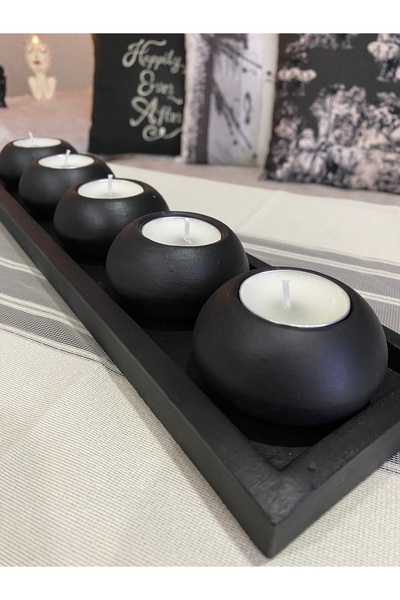 ndukkan El Yapımı 5'li Beton Tabaklı Mumluk Set Tealight Set,dekoratif Obje,b...