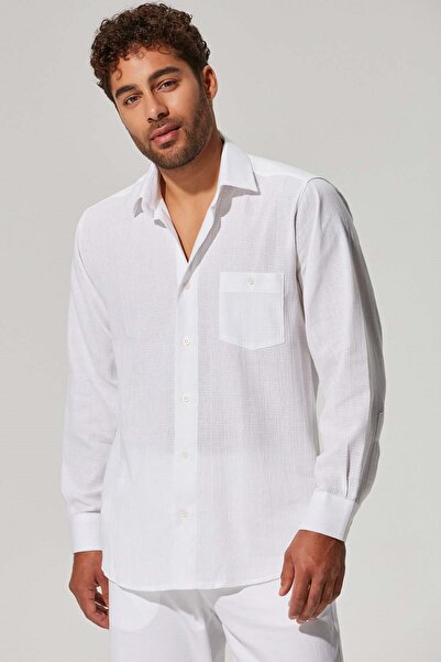 White By Nature Long Sleeve Sile Cloth Men's Shirt