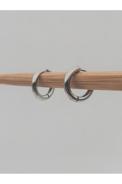 Siya Silver 316L Surgical Steel Unisex Silver Color Hoop Earrings-1.5 cm