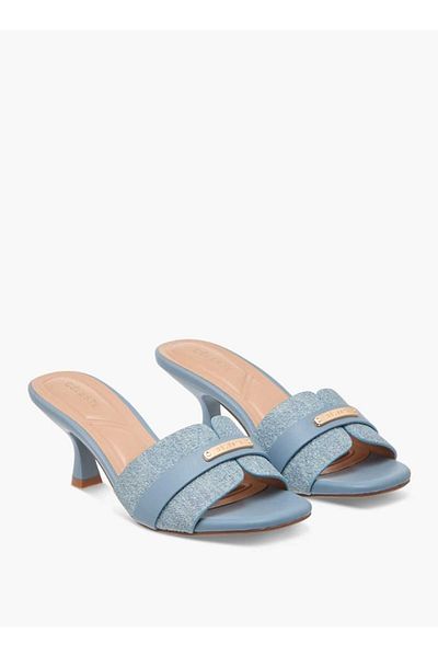 Celeste Women's Textured Slip-On Sandals with Flared Heels