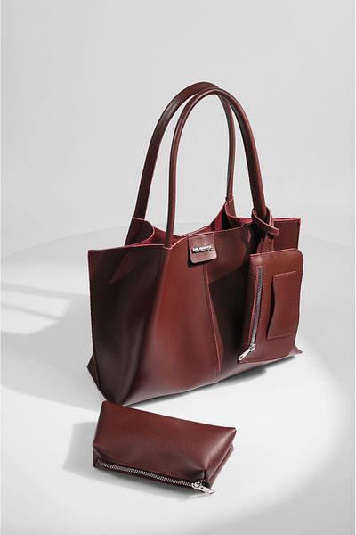 Rimense Women's Burgundy Wallet and Makeup Bag Hand and Shoulder Bag