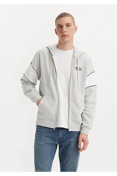 Levi's Men's Gray Hood Neck Sweatshirt - A9433-0000_Rlxd Graphic Patch Zip