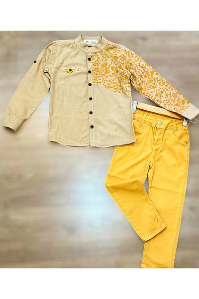 Murat Baby Double Festive Child Suit with Patterned Shirt and Trousers