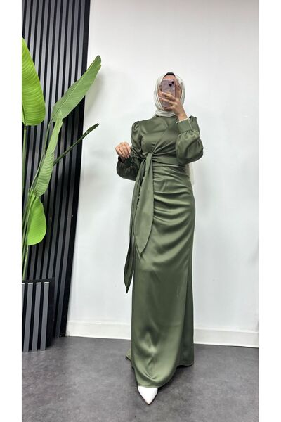 moda zeynaa YANDAN BAĞLAMA DETAYLI SATEN ABİYE