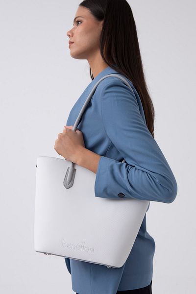 United Colors of Benetton Geantă de umăr Beneton pentru femei - alb și gri BNT1609