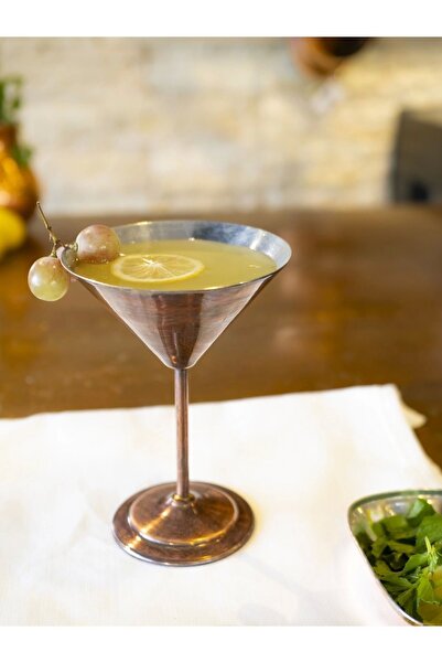 Bakır Concept 2-Piece Flat Model Copper Goblet Martini - Oxide Color