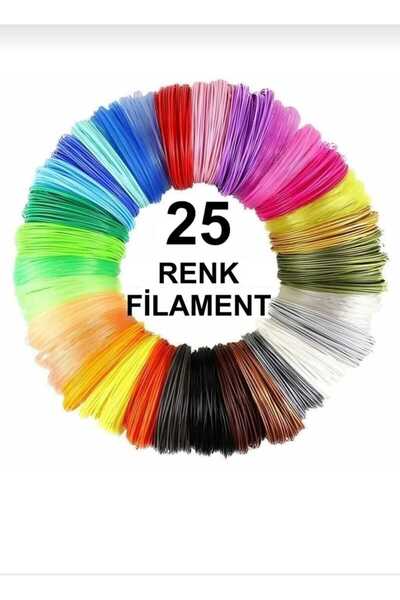 atlas3boyut 3d Kalem Yazıcı Için 25 Renk 50 Metre (25 X 2 Metre) Pla Filament
