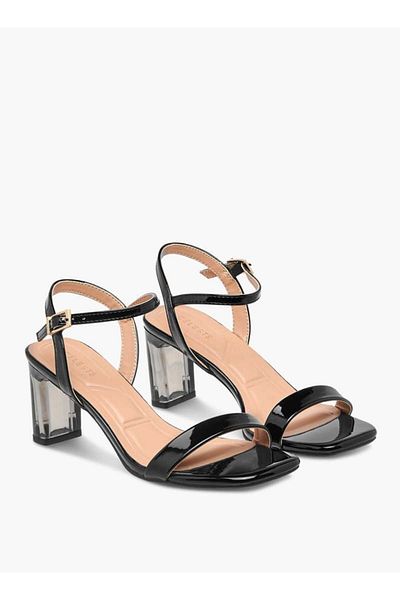 Celeste Women's Solid Sandals with Block Heels and Buckle Closure
