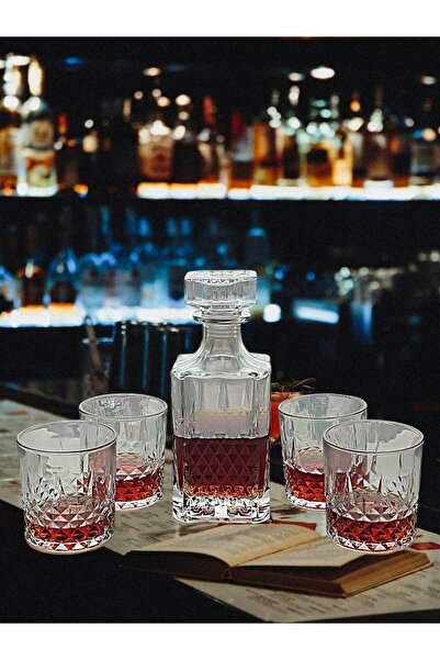 MADAME LUDA 7 Parça Viski Bardağı-Karaf Şişe Takımı(6 ADET 340 ML-VİSKİ BARDA...