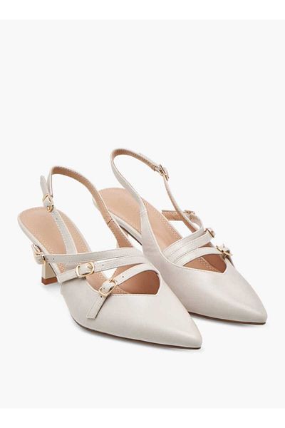 Celeste Women's Pointed Toe Shoes with Kitten Heels and Pin Buckle Closure