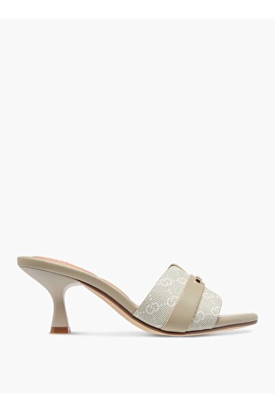 Celeste Women's Monogram Print Slip-On Sandals with Flared Heels