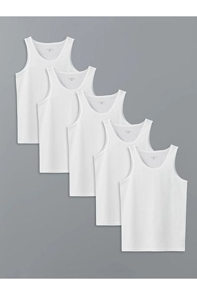 LC Waikiki U-Neck Combed Cotton Men's Undershirt Set of 5