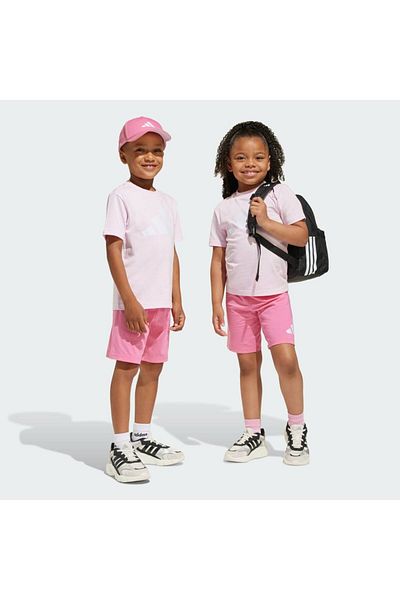 adidas Children's Pink Lk Bl T-Set 160 Shorts Tshirt Set Je1378