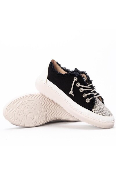 Erkan Saçmacı Vanessa Siyah Denim Taşlı Sneaker