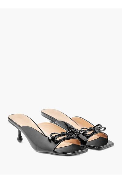 Celeste Women's Solid Slip-On Sandals with Kitten Heels