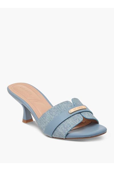 Celeste Women's Textured Slip-On Sandals with Flared Heels