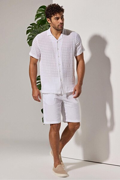 White By Nature Kare Jakarlı  Resort Gömlek