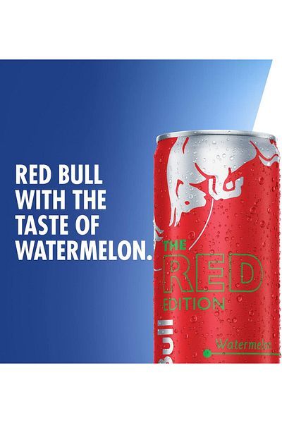 Red Bull Redbull Energy Drink Red Edition, Watermelon, 250 ML, Caffeine Boost, Pack of 4 Pieces