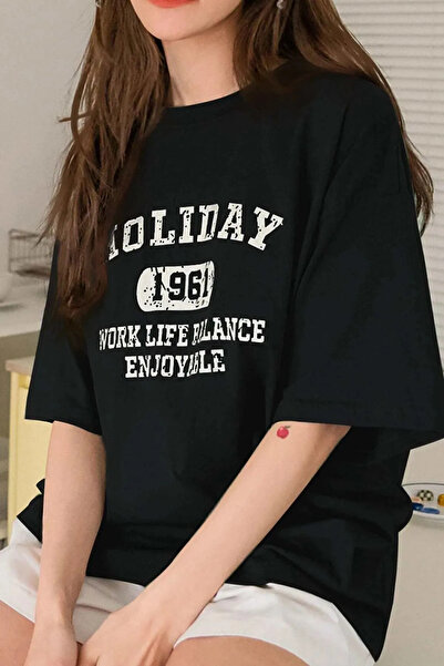 pandy Unisex Holiday printed Oversize κοντομάνικο μπλουζάκι