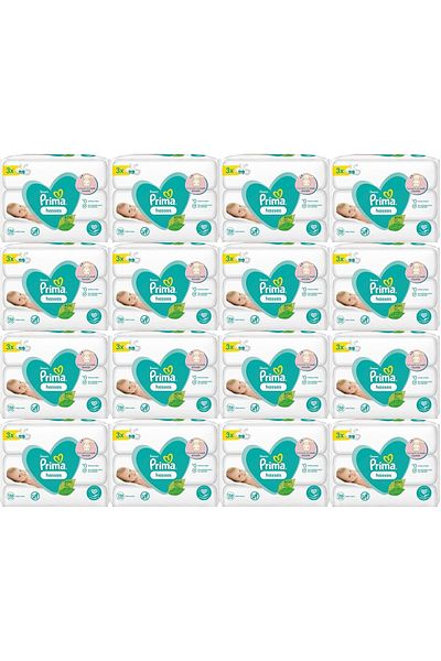Prima Plant Based Wet Towel Wipes for Sensitive Skin - Odorless (Set of 48) (16Pk*3) 2496 Sheets