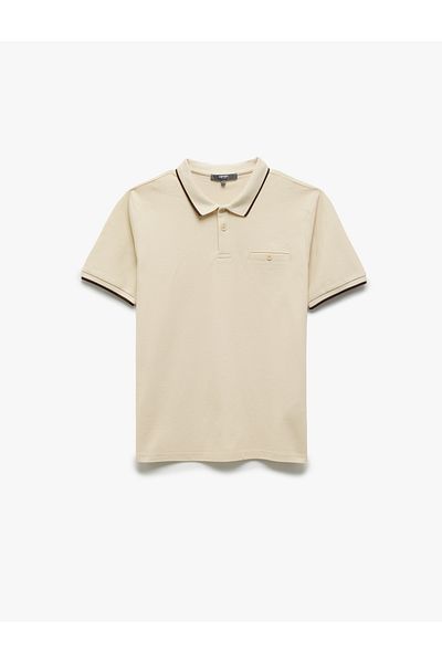 Koton Cotton Pocket Detail Pique Fabric Slim Fit Polo Neck T-Shirt