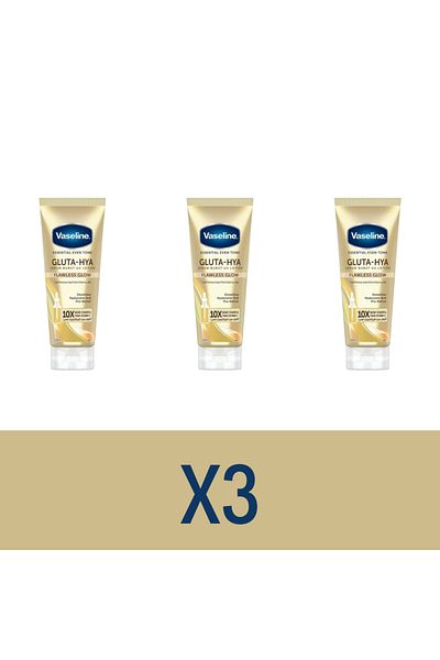 Vaseline Essential Even Tone Body Lotion for dull, dry skin, Gluta-Hya Serum Burst UV, 200ml x3