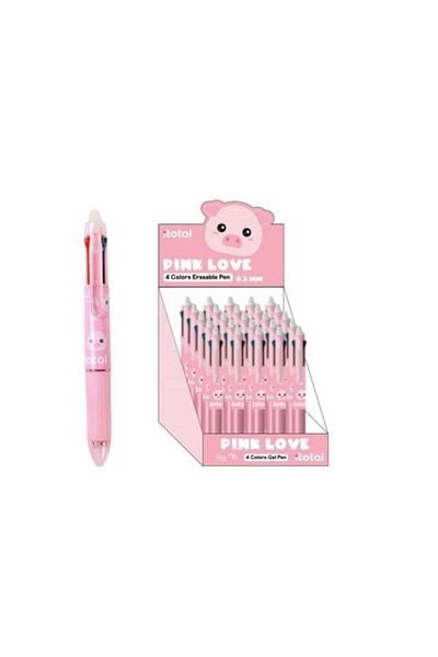 ITOTAL Erasable pen, multicolor, with retractable mechanism, 4 colors, with piggy design, iTotal