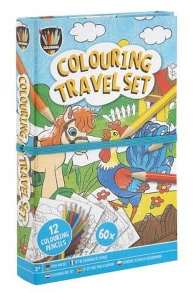 GRAFİX Creative pocket set, 2 coloring books and pencils, farm animals, Grafix