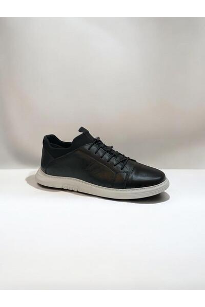 Voyager ERKEK HAKİKİ DERİ ORTOPEDİK DESTEKLİ POLİ TABAN LASTİK BAĞCIKLI STREÇ DETAYLI  YÜRÜYÜŞ AYAKKABI