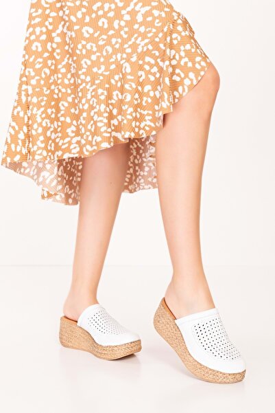 Gondol Kadın Hakiki Deri Platform Tabanlı Sabo Terlik Anl.3244