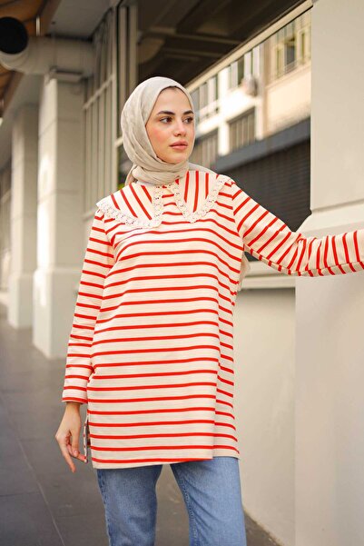 Lamazi Veil Lace Collar 100% Cotton Women's Tunic - Daily Use