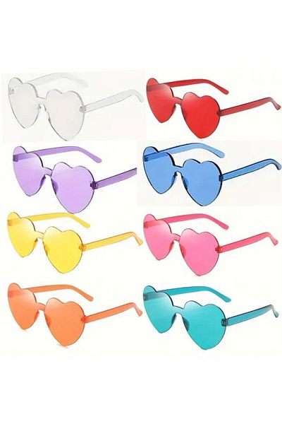 BeySüS Heart Glasses Bride Party Colorful Rimless 8 Pieces