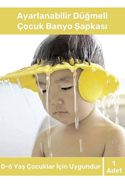 Genel Markalar Bebek Banyo Şapkası Duş Başlığı Ayarlanabilir Düğmeli Çocuk Kü...
