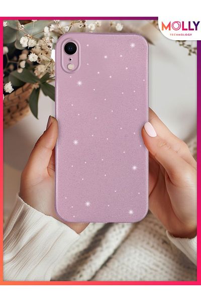 Molly حافظة من السيليكون اللامع المجفف بالتوت الوردي اللامع لهاتف iPhone XR