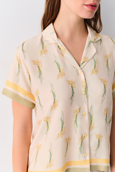 SUWEN Elegant Gömlek Yaka Pijama Takımı