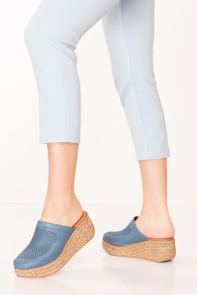 Gondol Kadın Hakiki Deri Platform Tabanlı Sabo Terlik Anl.3244