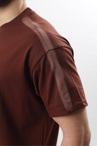 Madmext Ανδρικό μπλουζάκι με στάμπα Bitter Brown Crew Neck E7110