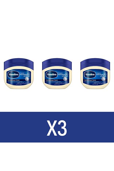 Vaseline Moisturizing Petroleum Jelly, for dry skin, Original, to heal skin damage, 450ml x3