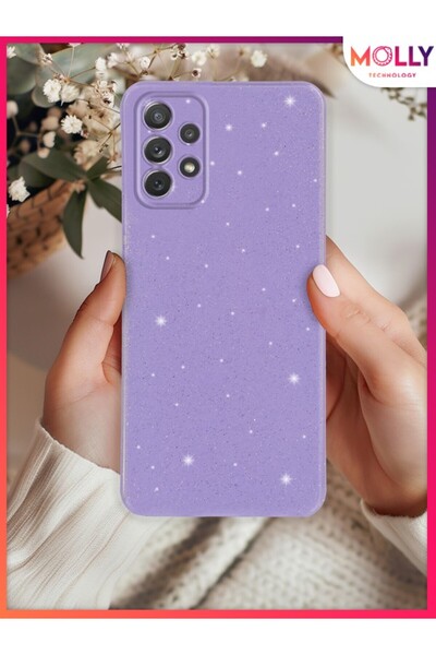 Molly Samsung Galaxy A53 İçin Lila Berry Simli Parlak Silikon Kılıf