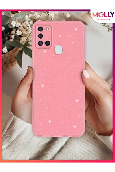 Molly Samsung Galaxy A21S İçin Pamuk Şeker Berry Simli Parlak Silikon Kılıf