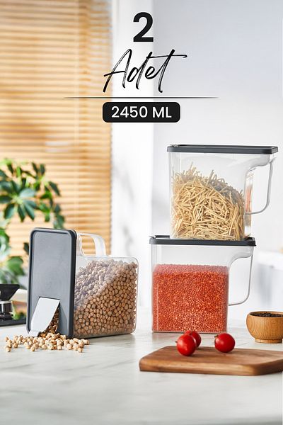 Kitchen Life 2-Piece Jumbo Size Food Storage Container Set - 2450 ml - Beard Box