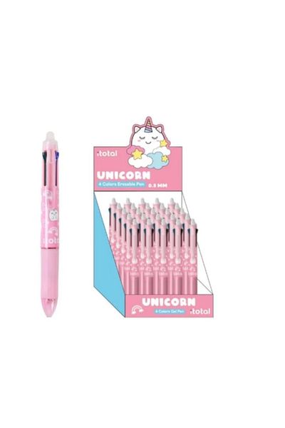ITOTAL Erasable pen, multicolor, with retractable mechanism, 4 colors, with unicorn design, iTotal