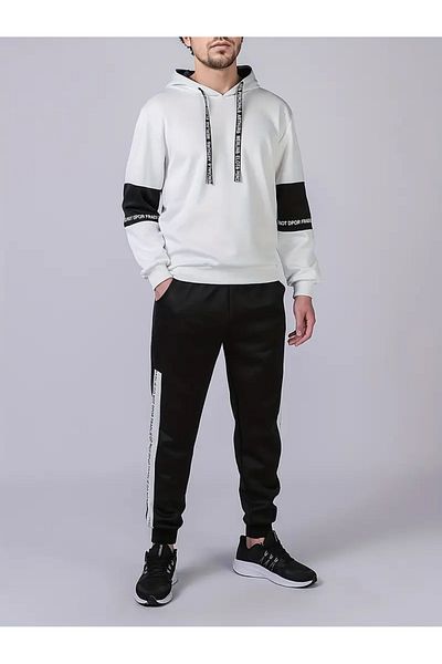 aynewmoda Set de trening cu glugă cu imprimeu Lazy Man